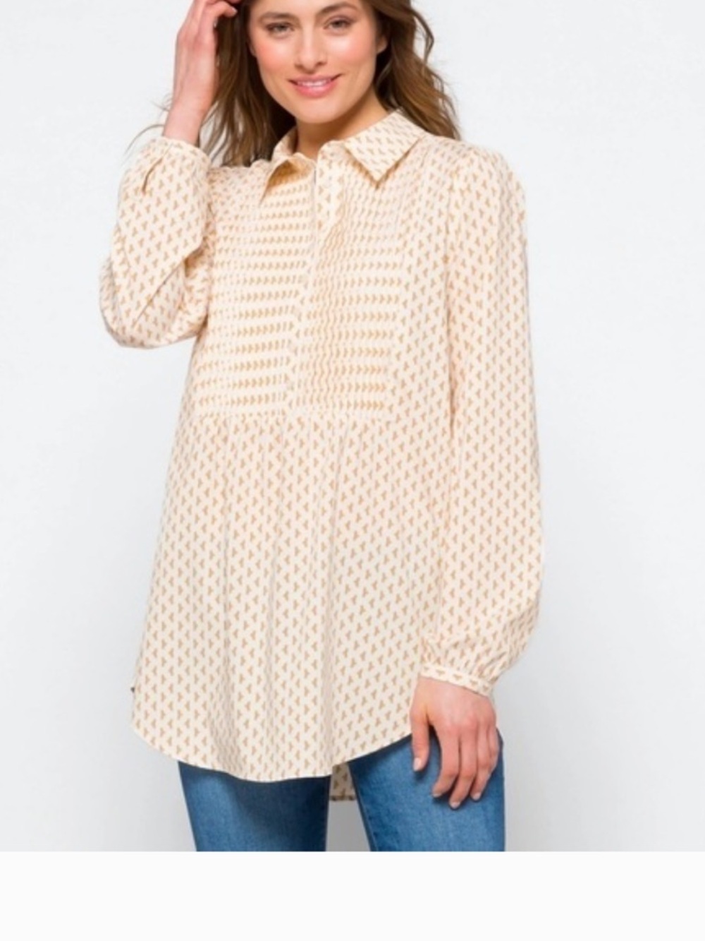 NYDJ Pleated Tunic Top Maison Geo Size Medium